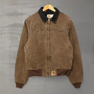 Vintage Carhartt Santa Fe Brown J14CHT Faded Zip Up Canvas Jacket Medium